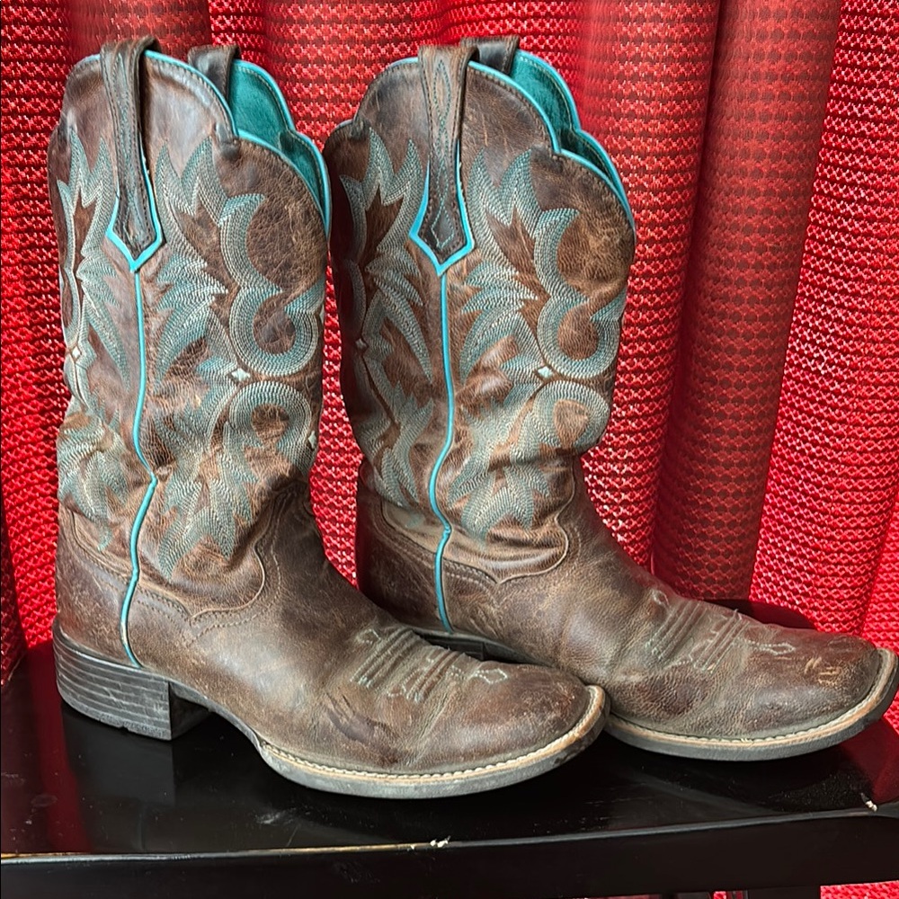 Ariat Brown and Turquoise Western Boots